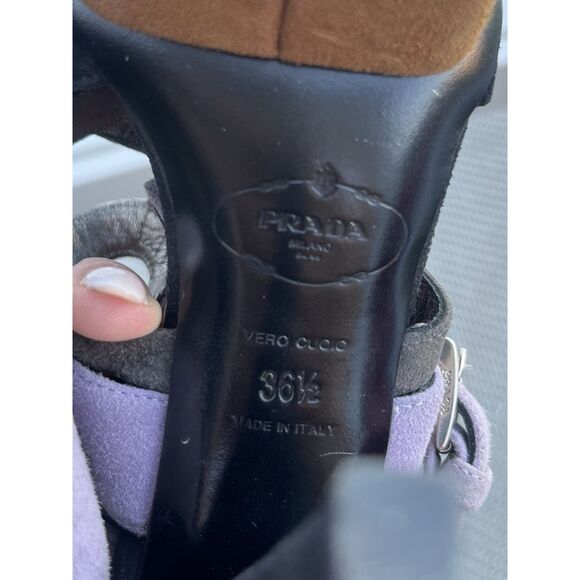 Prada Suede Color Block Put Out Heeled Sandals - Size 36.5/ US 5.5 - Multic - Picture 10 of 10